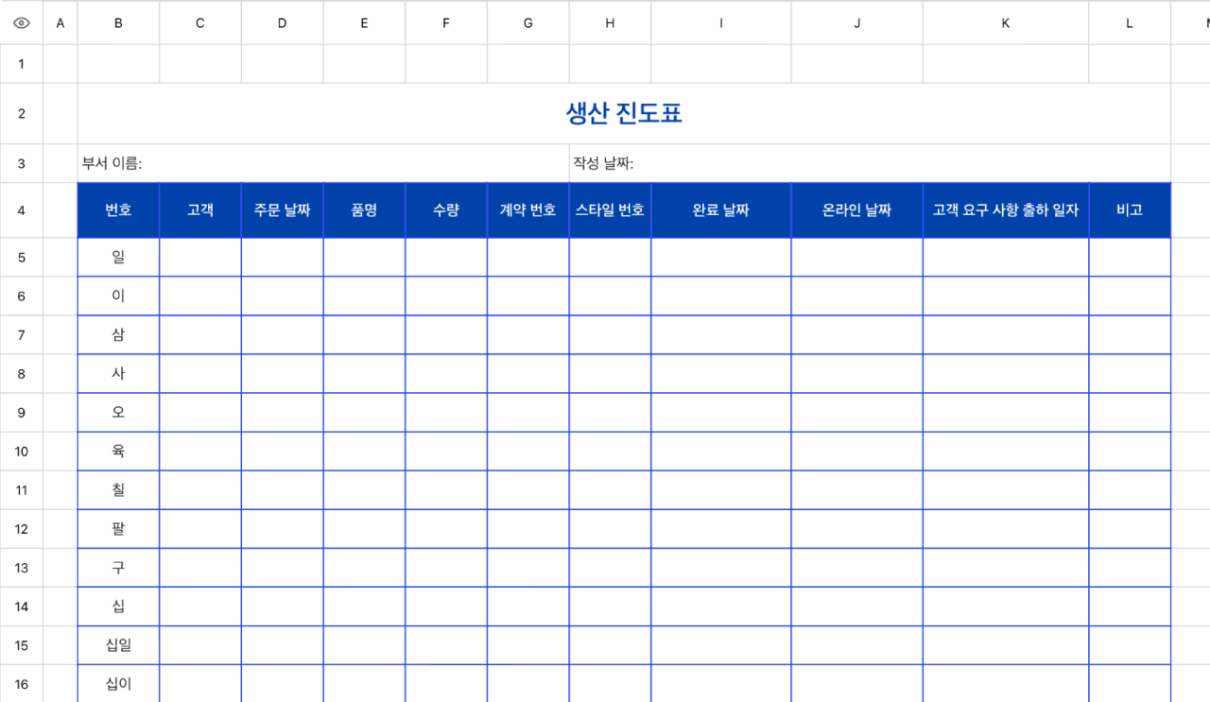 생산 진도표